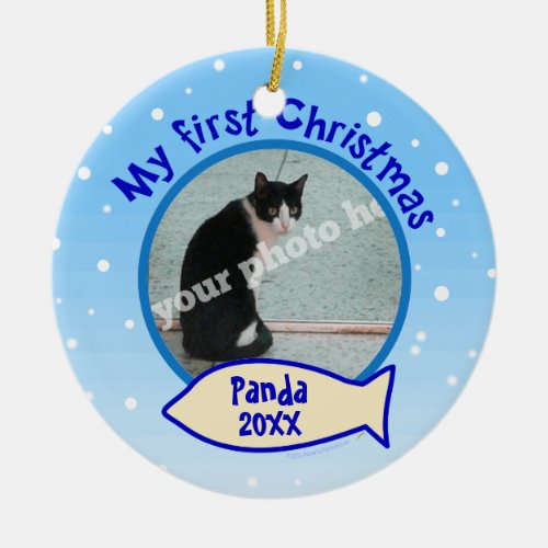 My First Christmas Personalized Photo Cat Ornament