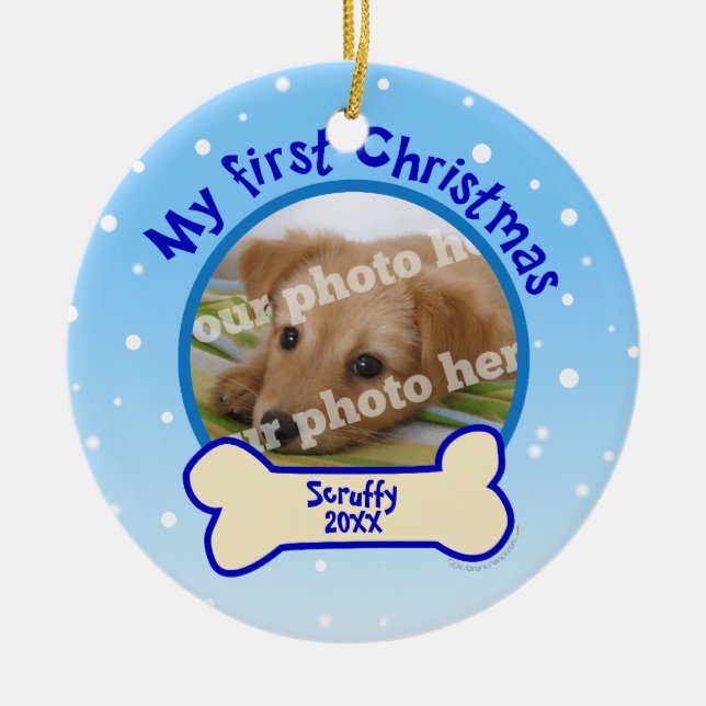 My First Christmas Personalized Photo Dog Ornament (Front)