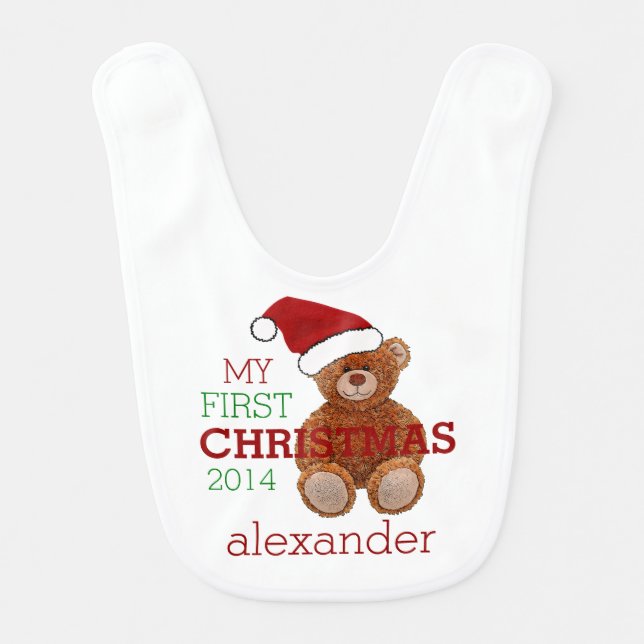 My First Christmas Personalized with Name Bib (Front)
