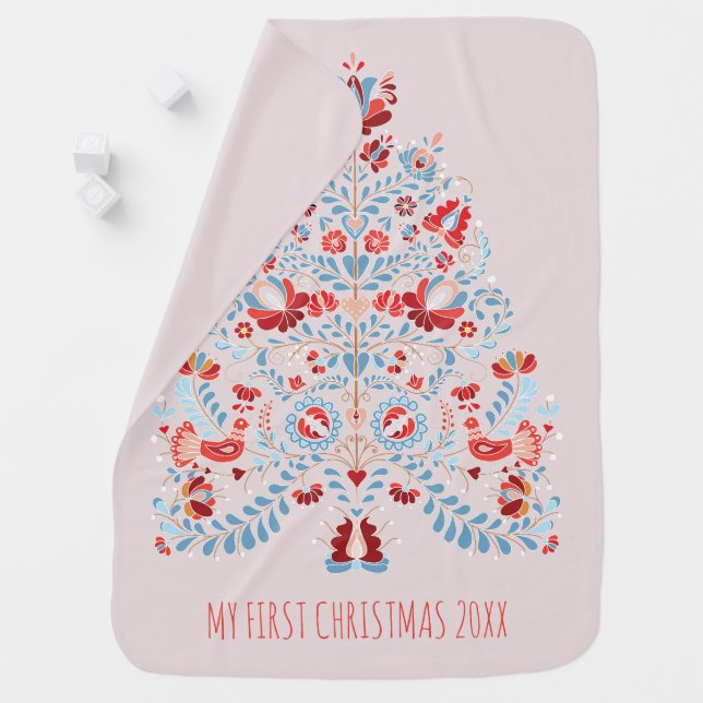 My First Christmas Personalized Year and Name   Baby Blanket (In Situ)