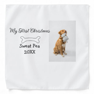 My first Christmas pet animal photo name year bone Bandana