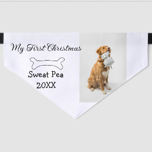My first Christmas pet animal photo name year bone Bandana Collar