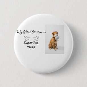 My first Christmas pet animal photo name year bone Button