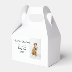 My first Christmas pet animal photo name year bone Favor Boxes