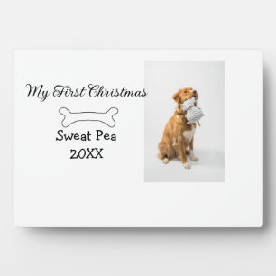 My first Christmas pet animal photo name year bone Plaque