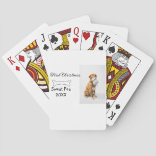 My first Christmas pet animal photo name year bone Poker Cards