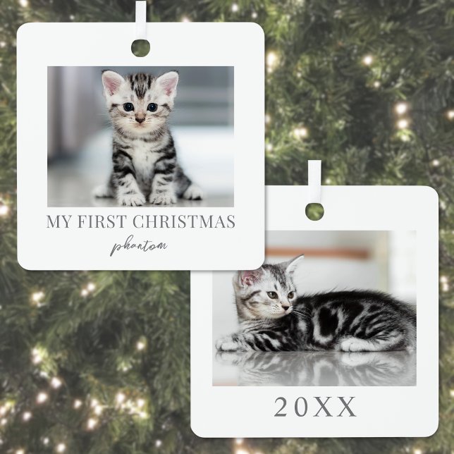 My First Christmas Pet Cat Photo Metal Ornament (My First Christmas Pet Cat Photo Metal Ornament)