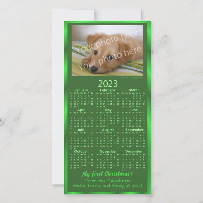 My First Christmas Pet Photo 2023 Calendar Green