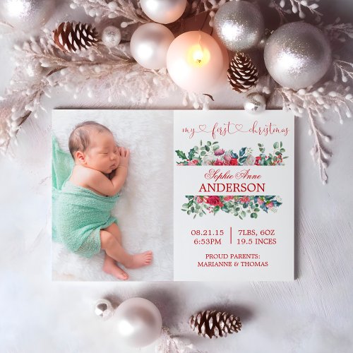 My First Christmas Photo Birth Announcement