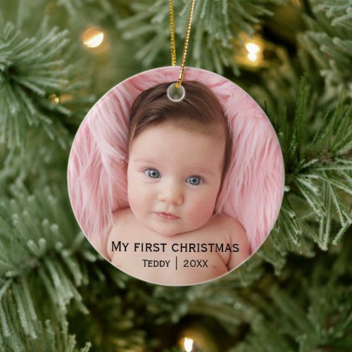 My first christmas photo ceramic ornament