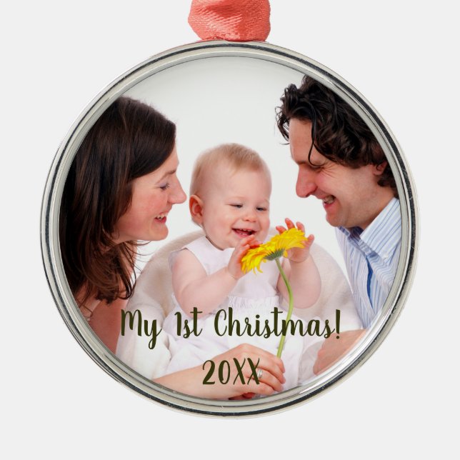 My First Christmas Photo Christmas Ornament (Front)