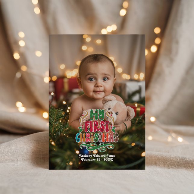 "My First Christmas" Photo Collage Holiday Card ("My First Christmas" Photo Collage Holiday Card)