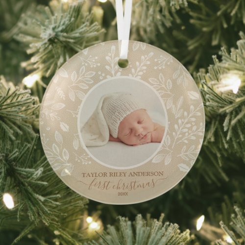 My First Christmas Photo Ivory Glass Ornament