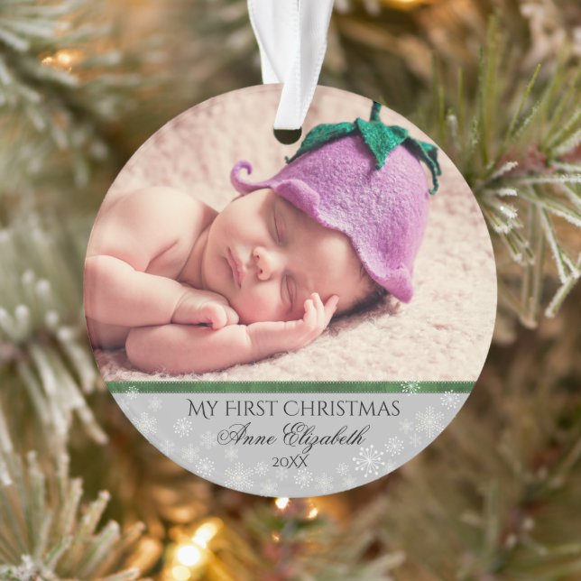 My First Christmas Photo - Snowflakes Ornament (Tree)