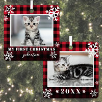 My First Christmas Plaid Cat Photo