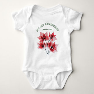 My First Christmas Poinsettia - Baby Name  Baby Bodysuit