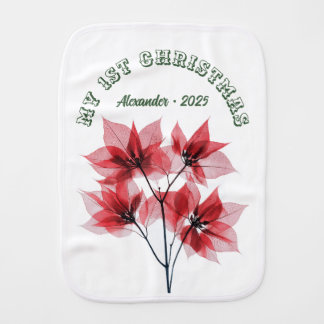 My First Christmas Poinsettia - Baby Name  Baby Burp Cloth
