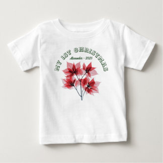 My First Christmas Poinsettia - Baby Name Baby T-Shirt