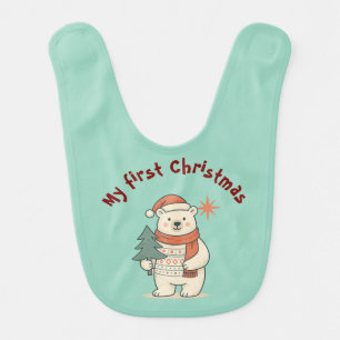 My First Christmas Polar Bear Baby Bib Cute bib