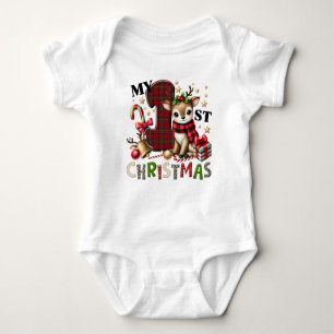 My First Christmas Reindeer Cute Baby Bodysuit