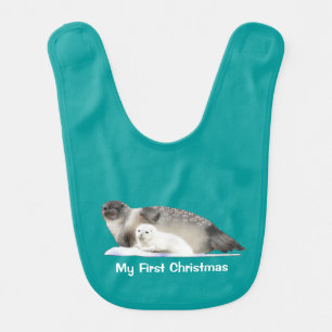 My First Christmas - Ringed Seal Baby Bib