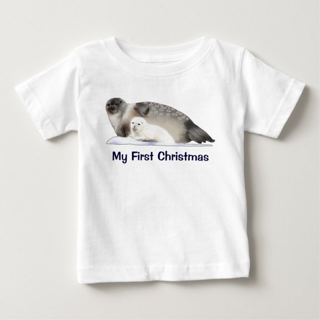 My First Christmas - Ringed Seal Baby T-Shirt (Front)