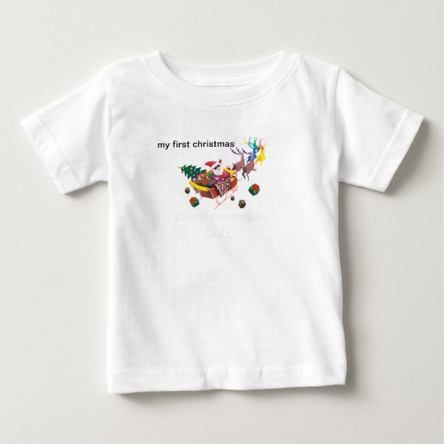 my first christmas santa and sleigh baby T-Shirt (Front)