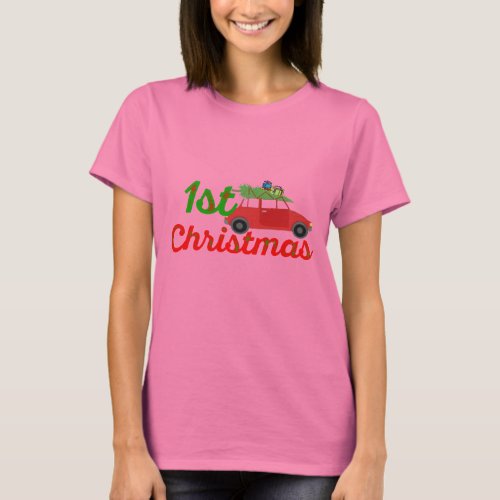 my first christmas santa baby shirt_design pink T_Shirt