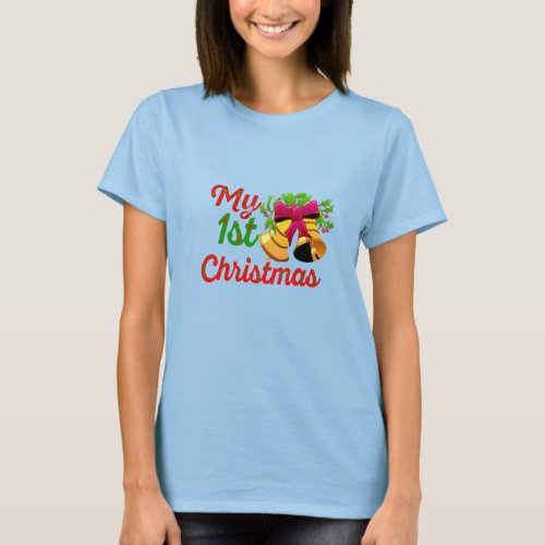 my first christmas santa kids shirt_design pink T_Shirt