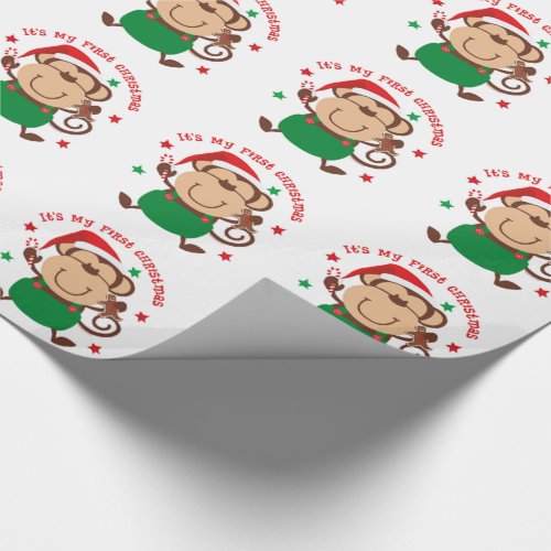My First Christmas Santa Monkey Wrapping Paper