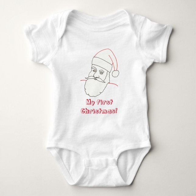 My first Christmas, Santa Outline Shirt for Baby (Front)