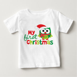 My First Christmas Santa Owl Baby T-Shirt