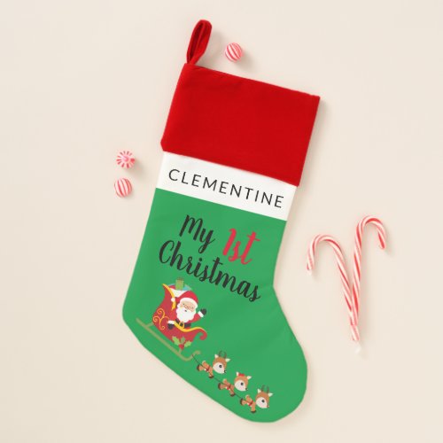 My First Christmas  Santa Reindeer Holiday Christmas Stocking