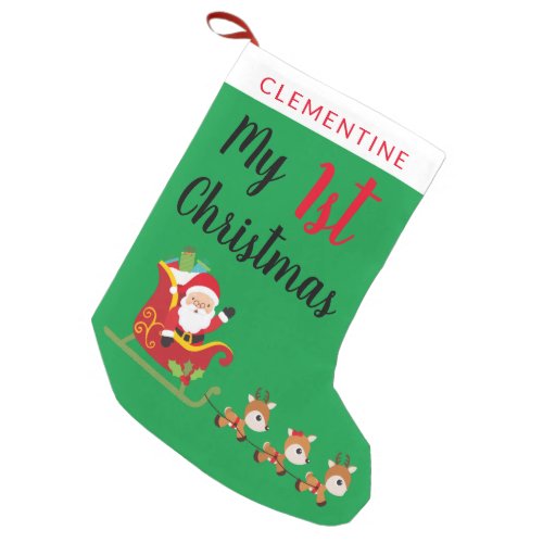 My First Christmas  Santa Reindeer Holiday Small Christmas Stocking