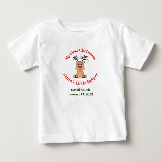 My First Christmas Santa’s Little Helper Baby T-Shirt (Front)