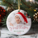 My First Christmas Script Baby Photo Keepsake Ceramic Ornament