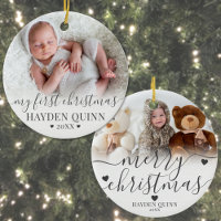 My First Christmas Script New Baby Photo