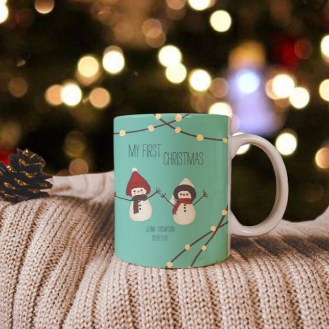 My First Christmas Snowman Illustration Two-Tone Coffee Mug (Creator Uploaded)