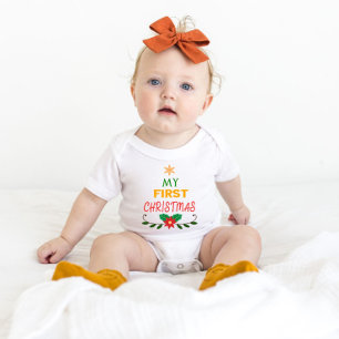 My First Christmas Star and Garland Baby Bodysuit