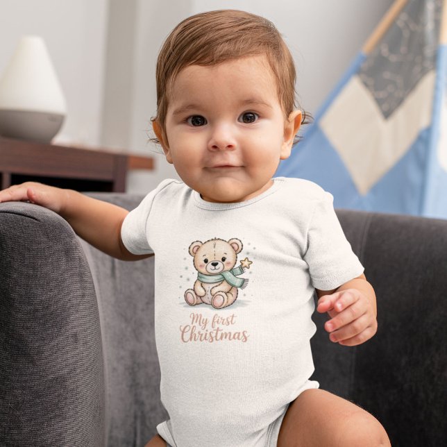 My First Christmas Sweet Teddy Bear  Baby Bodysuit (Creator Uploaded)