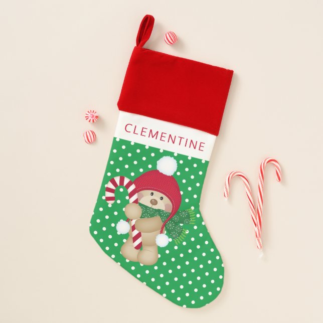 My First Christmas | Teddy Bear Holiday Christmas  Stocking (Front)