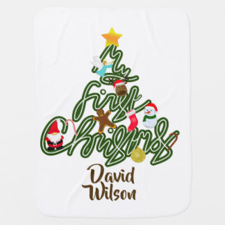 My First Christmas Tree Cute Baby Baby Blanket