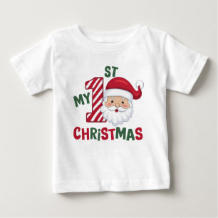 My First Christmas Typography Cute Santa Baby T-Shirt