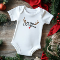 My First Christmas Typography Simple Deer Antlers