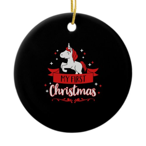 My first Christmas - Unicorn - baby - child - Xmas Ceramic Ornament