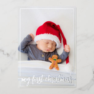 My first Christmas vertical photo Foil Holiday Card