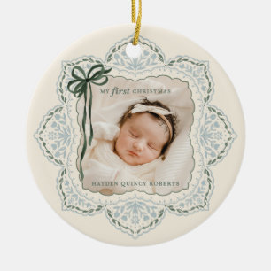 My First Christmas Vintage Holiday Photo Ceramic Ornament