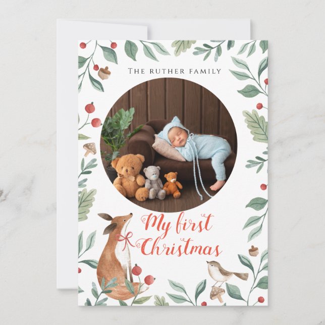 My first Christmas Watercolor Holiday Card (Front)