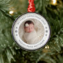 My First Christmas White Personalized Baby Photo Metal Ornament