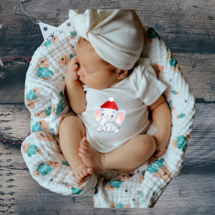 My First Christmas with baby elephant Baby Bodysuit
